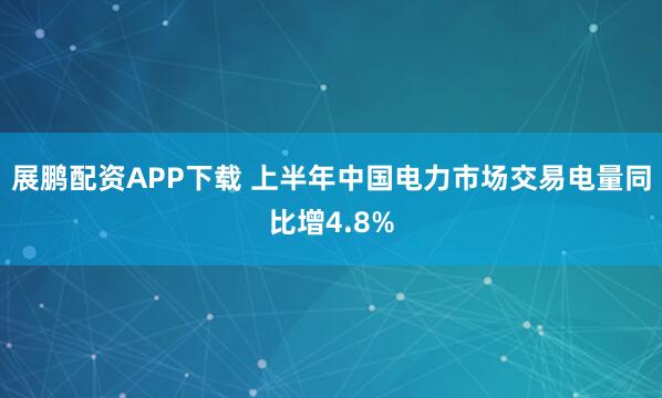 展鹏配资APP下载 上半年中国电力市场交易电量同比增4.8%